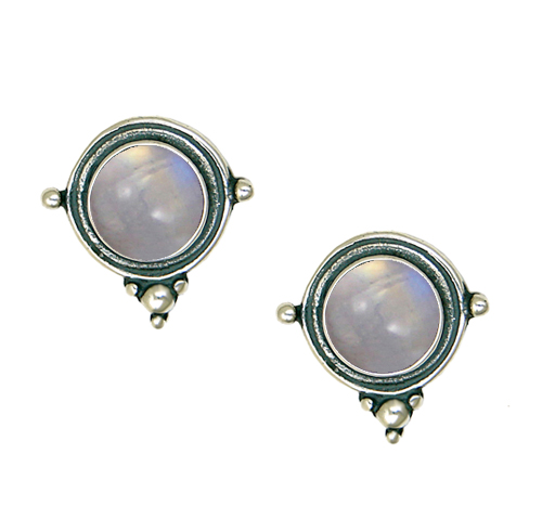 Sterling Silver Rainbow Moonstone Post Stud Earrings